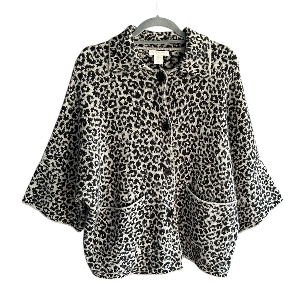 CHRISTIAN SIRIANO Animal Print Wool Blend Cardigan Sweater Oversized XS‎